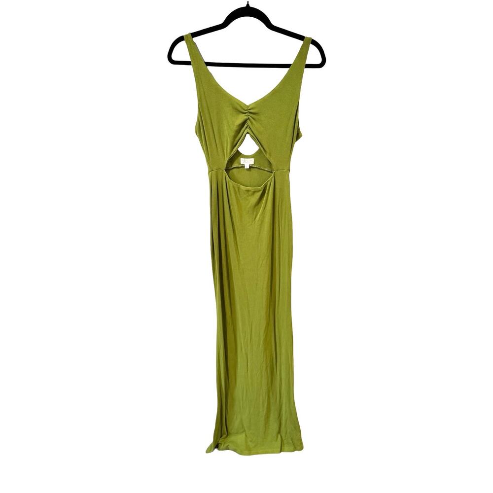 Riot Swim Lounge Reily Green Moss Ribbed Cut Out Maxi Dress Size L